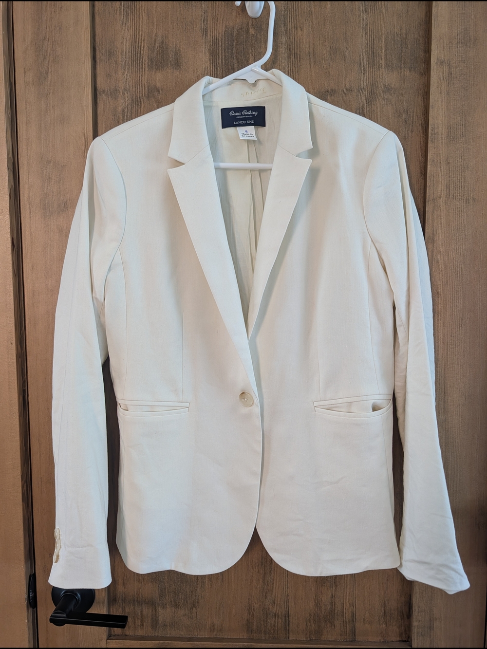 Lands' End Women's Cream Single-Button Blazer - Tailored Fit